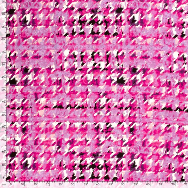 VISCOSE NYLON TWILL STOF BEDRUKT ABSTRACT FUCHSIA